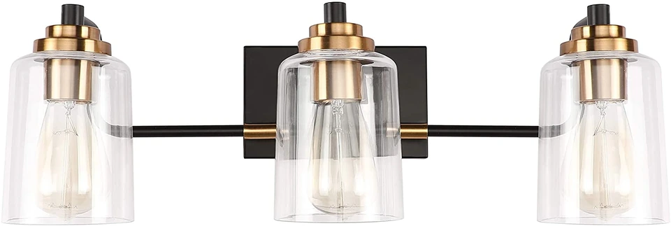 black and gold vanity light