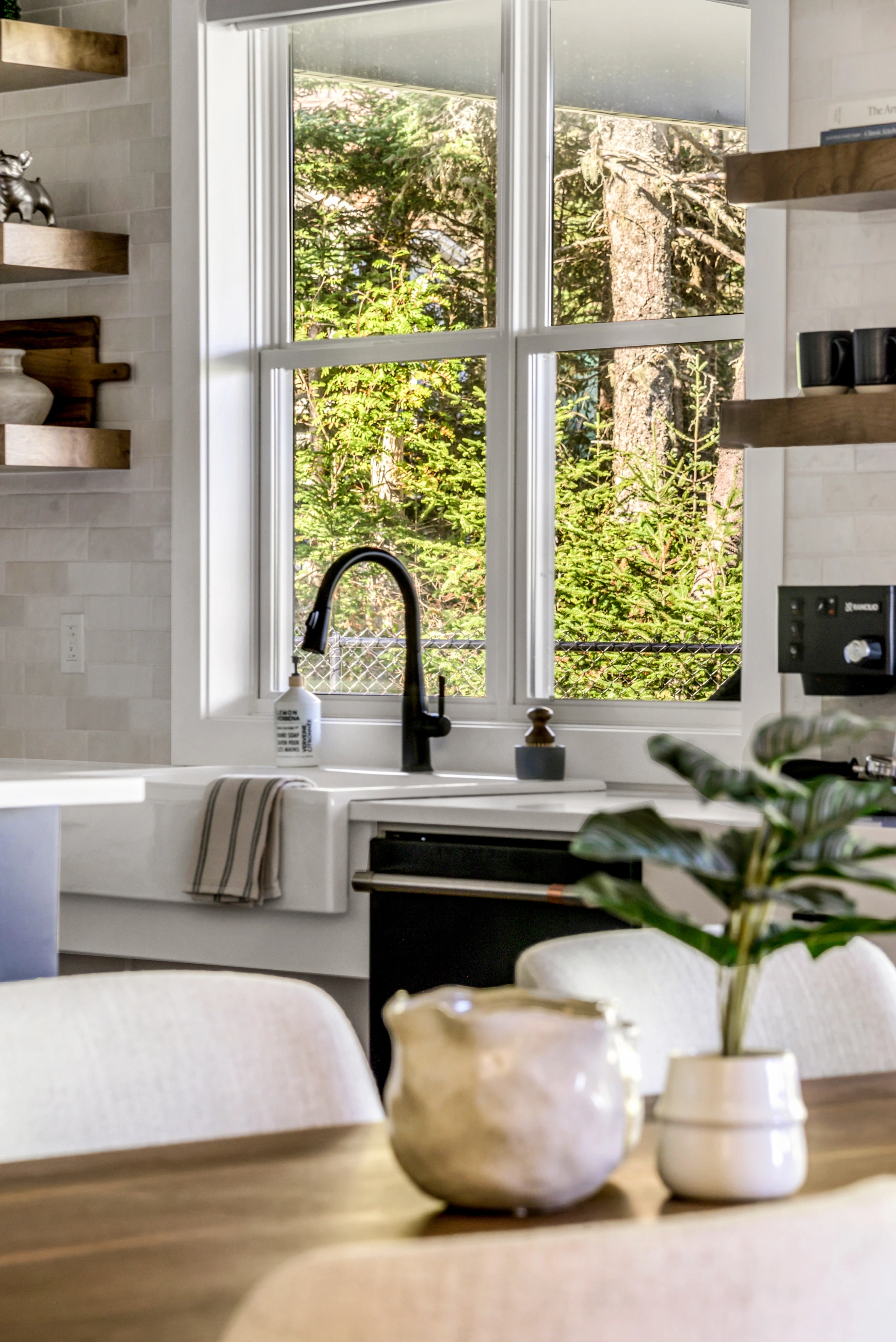The Puffin — Kitchen sink overlooking the trees